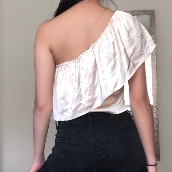 Light Pink, Satin One-Sided Blouse - Picture 3 of 3